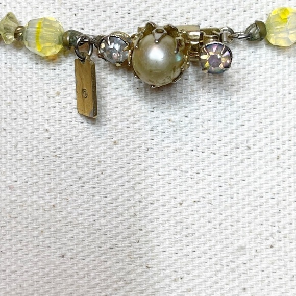Vendome Yellow & Grey Aurora Borealis Crystal & Pearl Beaded Long Wrap Necklace - Picture 9 of 10
